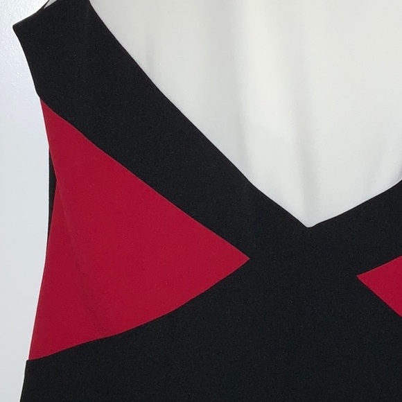 Studio One Color Block Sleeveless Dress | White Red and Black Geometric Pattern - Picture 4 of 5